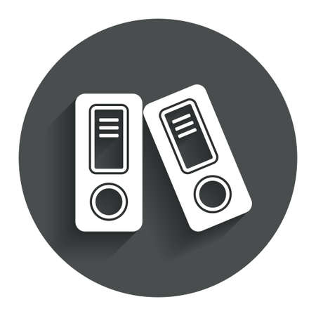 Document folder sign. Accounting binder symbol. Bookkeeping management. Circle flat button with shadow. Modern UI website navigation. Vectorのイラスト素材