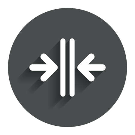 Close the door sign icon. Control in the elevator symbol. Circle flat button with shadow. Modern UI website navigation. Vectorのイラスト素材