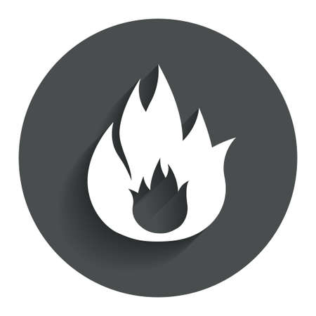 Fire flame sign icon. Fire symbol. Stop fire. Escape from fire. Circle flat button with shadow. Modern UI website navigation. Vectorのイラスト素材
