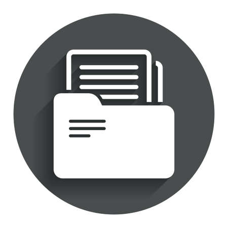 Document folder sign. Accounting binder symbol. Bookkeeping management. Circle flat button with shadow. Modern UI website navigation. Vectorのイラスト素材