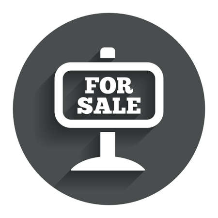 For sale sign icon. Real estate selling. Circle flat button with shadow. Modern UI website navigation. Vectorのイラスト素材