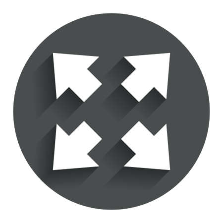 Fullscreen sign icon. Arrows symbol. Icon for App. Circle flat button with shadow. Modern UI website navigation. Vectorのイラスト素材