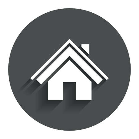 Home sign icon. Main page button. Navigation symbol. Circle flat button with shadow. Modern UI website navigation. Vectorのイラスト素材