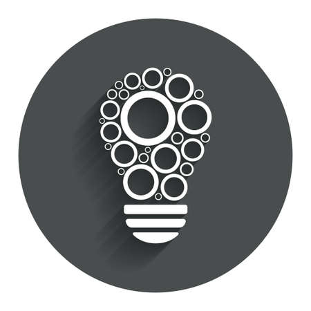 Light lamp sign icon. Bulb with circles symbol. Idea symbol. Circle flat button with shadow. Modern UI website navigation. Vectorのイラスト素材