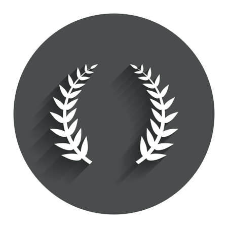 Laurel Wreath sign icon. Triumph symbol. Circle flat button with shadow. Modern UI website navigation. Vectorのイラスト素材