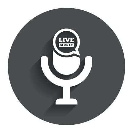 Microphone icon. Speaker symbol. Live music sign. Circle flat button with shadow. Modern UI website navigation. Vectorのイラスト素材