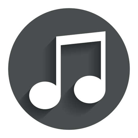 Music note sign icon. Musical symbol. Circle flat button with shadow. Modern UI website navigation. Vectorのイラスト素材