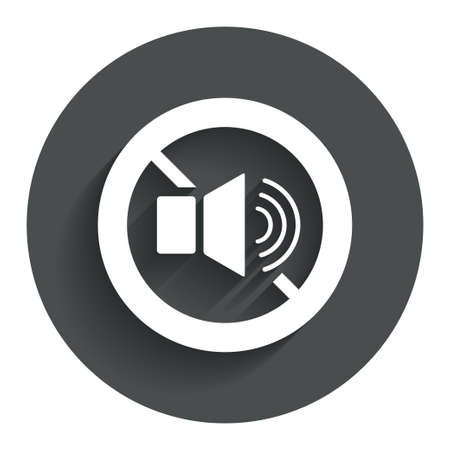 Speaker volume sign icon. No Sound symbol. Circle flat button with shadow. Modern UI website navigation. Vectorのイラスト素材