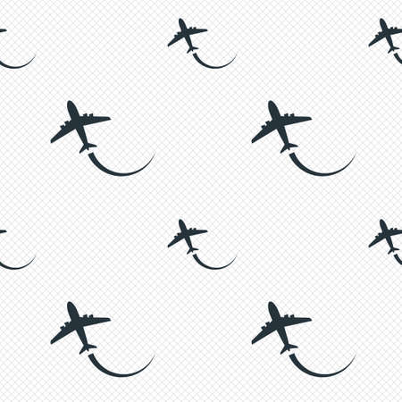 Airplane sign icon. Travel trip symbol. Seamless grid lines texture. Cells repeating pattern. White texture background. のイラスト素材