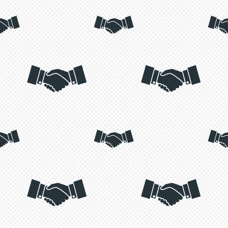 Handshake sign icon. Successful business symbol. Seamless grid lines texture. Cells repeating pattern. White texture background.のイラスト素材