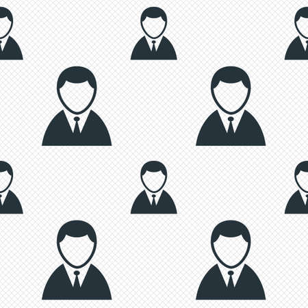 User sign icon. Person symbol. Human in suit avatar. Seamless grid lines texture. Cells repeating pattern. White texture background. のイラスト素材