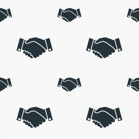 Handshake sign icon. Successful business symbol. Seamless grid lines texture. Cells repeating pattern. White texture background. のイラスト素材