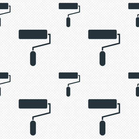 Paint roller sign icon. Painting tool symbol. Seamless grid lines texture. Cells repeating pattern. White texture background. のイラスト素材