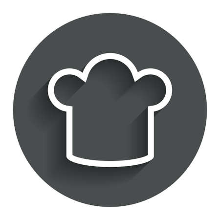 Chef hat sign icon. Cooking symbol. Cooks hat. Circle flat button with shadow. Modern UI website navigation.の写真素材
