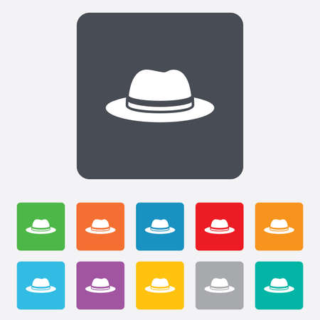 Top hat sign icon. Classic headdress symbol. Rounded squares 11 buttons. Vectorのイラスト素材