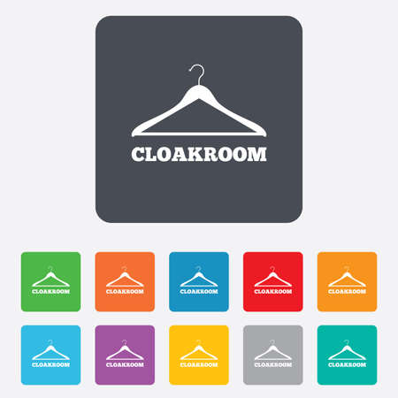 Cloakroom sign icon. Hanger wardrobe symbol. Rounded squares 11 buttons. Vectorのイラスト素材