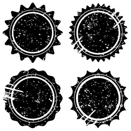 Retro grunge stamps and badges Classic vintage stars symbols with scuff and scrapesのイラスト素材