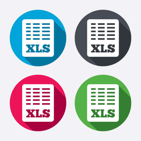 Excel File Document Icon Download Xls Button Xls File Symbol Circle Buttons With Long Shadow 4 Icons Set Vectorのイラスト素材 ストックフォト 写真素材 のstock Foto ストックドットフォト