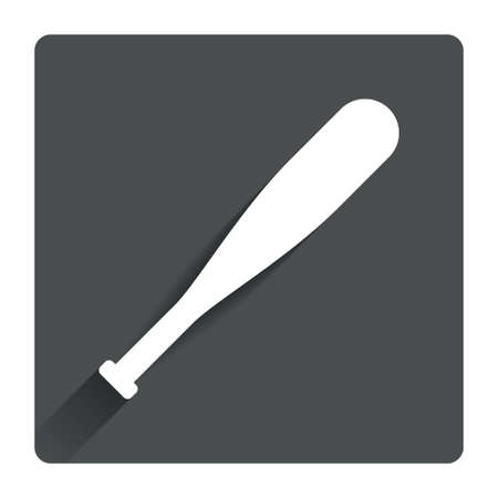 Baseball bat sign icon. Sport hit equipment symbol. Gray flat square button with shadow. Modern UI website navigation. Vectorのイラスト素材