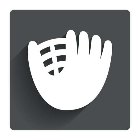 Baseball glove or mitt sign icon. Sport symbol. Gray flat square button with shadow. Modern UI website navigation. Vectorのイラスト素材