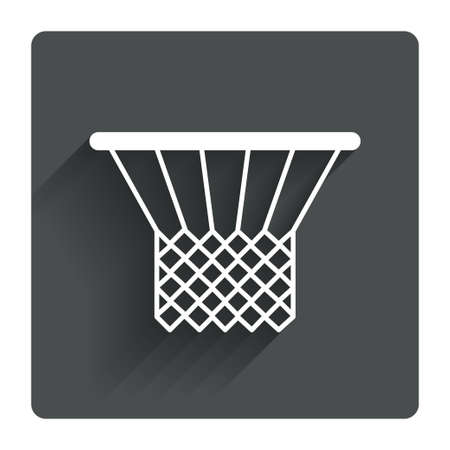 Basketball basket sign icon. Sport symbol. Gray flat square button with shadow. Modern UI website navigation. Vectorのイラスト素材