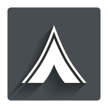 Tourist tent sign icon. Camping symbol. Gray flat square button with shadow. Modern UI website navigation. Vectorのイラスト素材