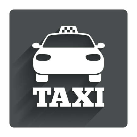 Taxi car sign icon. Public transport symbol. Gray flat square button with shadow. Modern UI website navigation. Vectorのイラスト素材