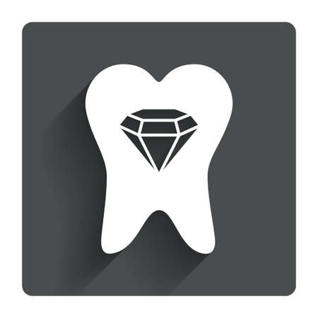 Broken tooth icon. Dental care sign symbol. Gray flat square button with shadow. Modern UI website navigation. Vectorのイラスト素材