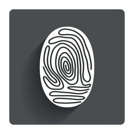 Fingerprint sign icon. Identification or authentication symbol. Gray flat square button with shadow. Modern UI website navigation. Vectorのイラスト素材