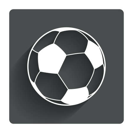 Football ball sign icon. Soccer Sport symbol. Gray flat square button with shadow. Modern UI website navigation. Vectorのイラスト素材