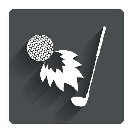 Golf fireball with club sign icon. Sport symbol. Gray flat square button with shadow. Modern UI website navigation. Vectorのイラスト素材