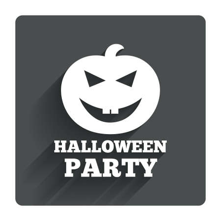 Halloween pumpkin sign icon. Halloween party symbol. Gray flat square button with shadow. Modern UI website navigation. Vectorのイラスト素材