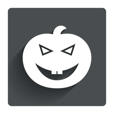 Halloween pumpkin sign icon. Halloween party symbol. Gray flat square button with shadow. Modern UI website navigation. Vectorのイラスト素材