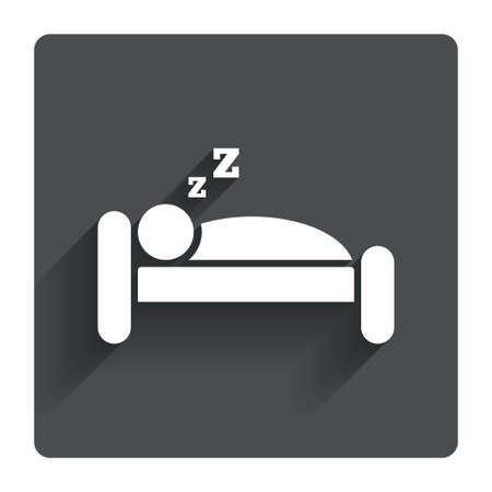 Hotel apartment sign icon. Travel rest place. Sleeper symbol. Gray flat square button with shadow. Modern UI website navigation. Vectorのイラスト素材