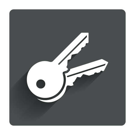 Keys sign icon. Unlock tool symbol. Gray flat square button with shadow. Modern UI website navigation. Vectorのイラスト素材