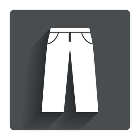 Men's jeans or pants sign icon. Casual clothing symbol. Gray flat square button with shadow. Modern UI website navigation. Vectorのイラスト素材