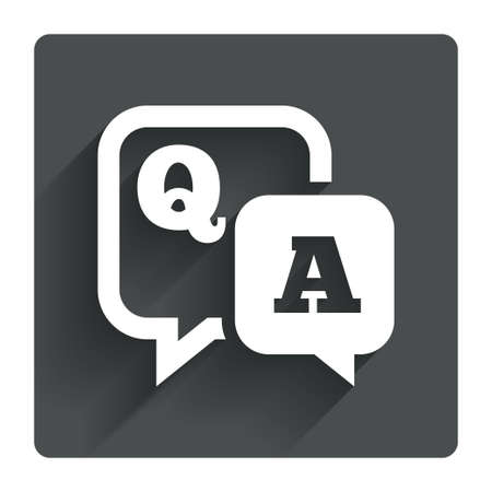 Question answer sign icon. Q&A symbol. Gray flat square button with shadow. Modern UI website navigation. Vectorのイラスト素材