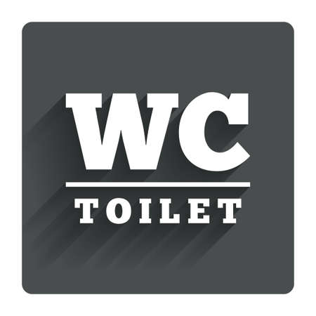 WC Toilet sign icon. Restroom or lavatory symbol. Gray flat square button with shadow. Modern UI website navigation. Vectorのイラスト素材