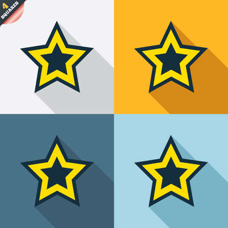 Star sign icon. Favorite button. Navigation symbol. Four squares. Colored Flat design buttons. Vectorのイラスト素材