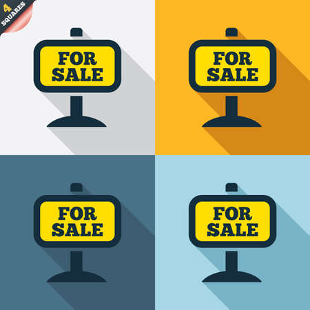 For sale sign icon. Real estate selling. Four squares. Colored Flat design buttons. Vectorのイラスト素材