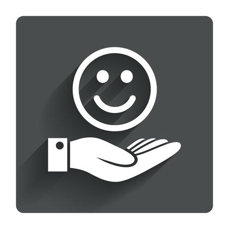 Smile and hand sign iconのイラスト素材