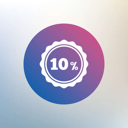 10 percent discount sign icon. Sale symbol. Special offer label. Icon on blurred background. Vector