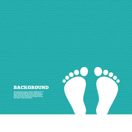 Background with seamless pattern. Child pair of footprint sign icon. Toddler barefoot symbol. Triangles green texture. Vectorのイラスト素材