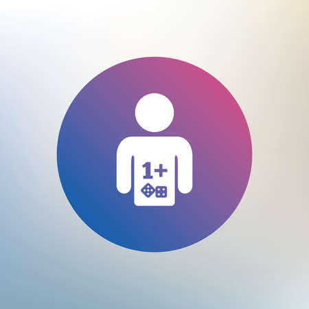 Board games sign icon. One plus players symbol. Dice sign. Icon on blurred background. Vectorのイラスト素材