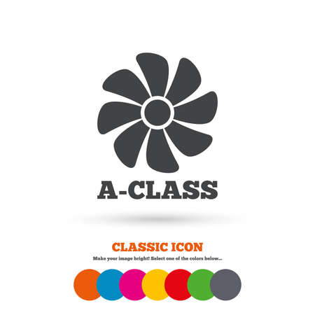 A-class ventilation icon. Energy efficiency sign symbol. Classic flat icon. Colored circles. Vectorのイラスト素材