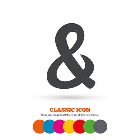 Ampersand sign icon. Programming logical operator AND. Wedding invitation symbol. Classic flat icon. Colored circles. Vectorのイラスト素材