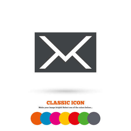 Mail icon. Envelope symbol. Message sign. Mail navigation button. Classic flat icon. Colored circles. Vectorのイラスト素材