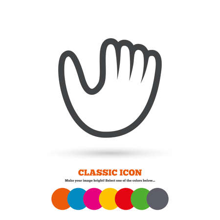 Baseball glove or mitt sign icon. Sport symbol. Classic flat icon. Colored circles. Vectorのイラスト素材