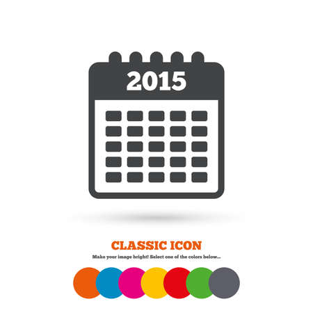 Calendar sign icon. Date or event reminder symbol. 2015 year. Classic flat icon. Colored circles. Vectorのイラスト素材