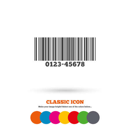 Bar code sign icon. Scan code symbol. Classic flat icon. Colored circles. Vectorのイラスト素材